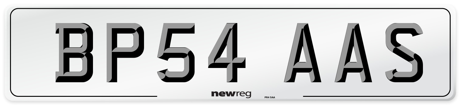 BP54 AAS Number Plate from New Reg